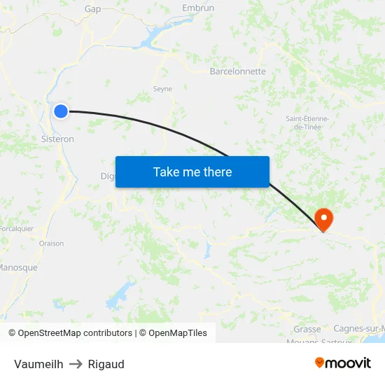Vaumeilh to Rigaud map
