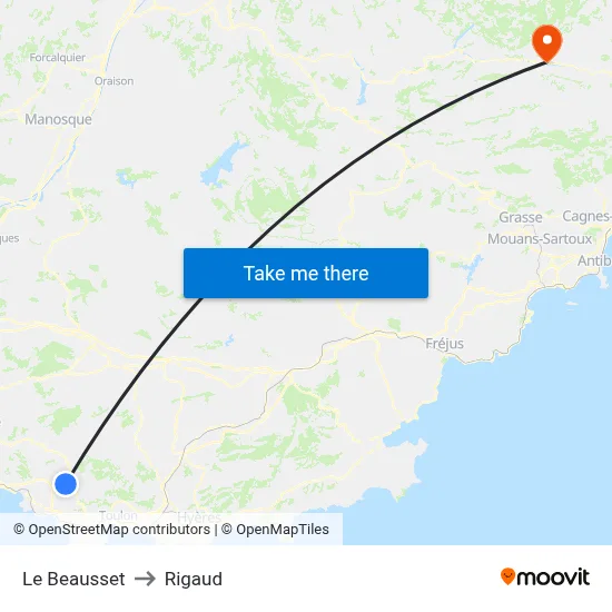 Le Beausset to Rigaud map
