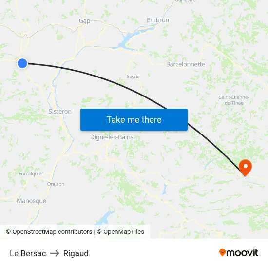 Le Bersac to Rigaud map