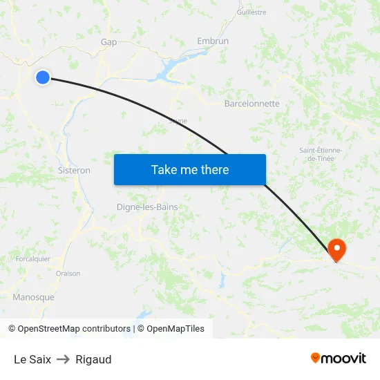 Le Saix to Rigaud map