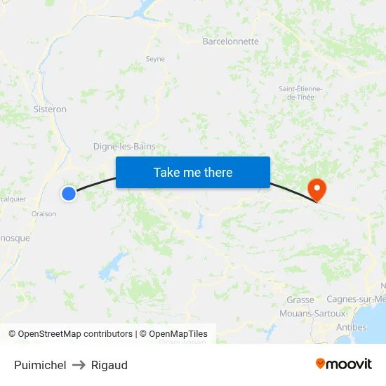 Puimichel to Rigaud map