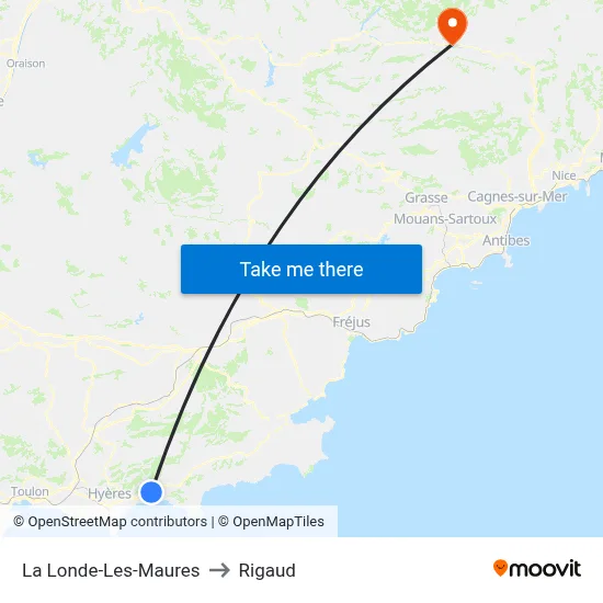 La Londe-Les-Maures to Rigaud map