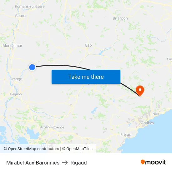 Mirabel-Aux-Baronnies to Rigaud map