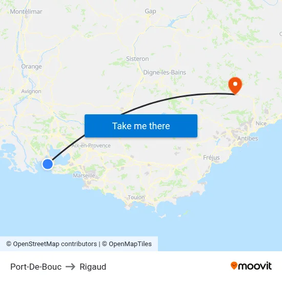 Port-De-Bouc to Rigaud map