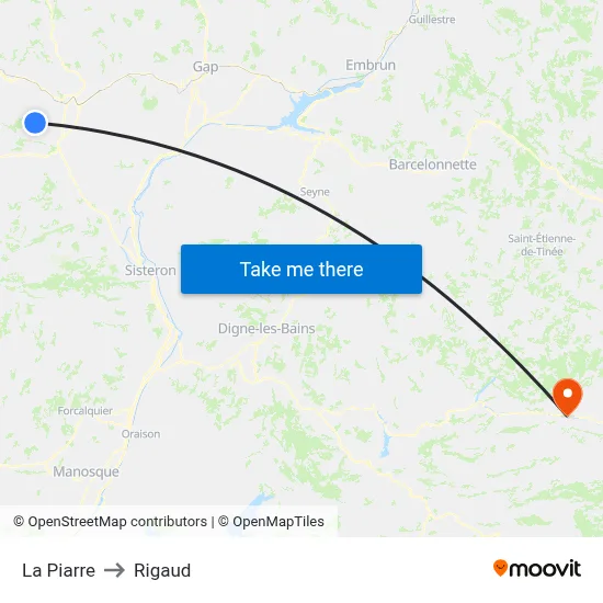 La Piarre to Rigaud map