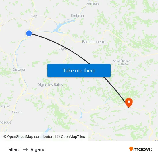 Tallard to Rigaud map