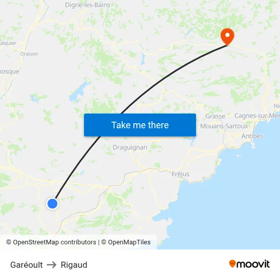 Garéoult to Rigaud map