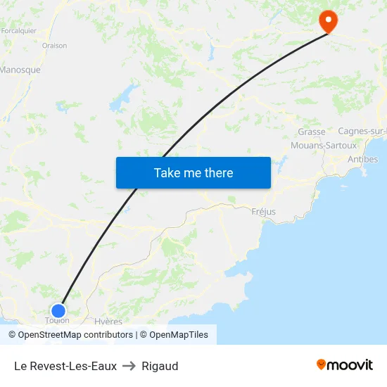 Le Revest-Les-Eaux to Rigaud map