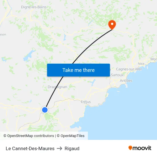 Le Cannet-Des-Maures to Rigaud map