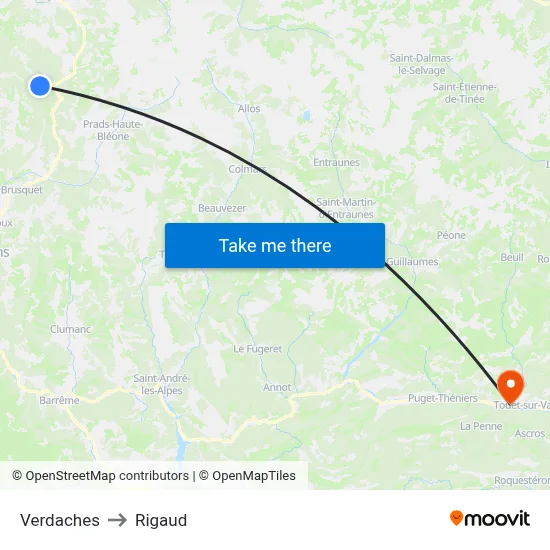 Verdaches to Rigaud map