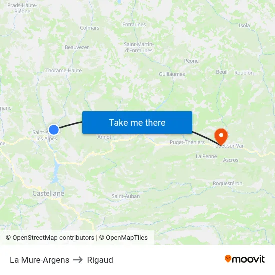 La Mure-Argens to Rigaud map