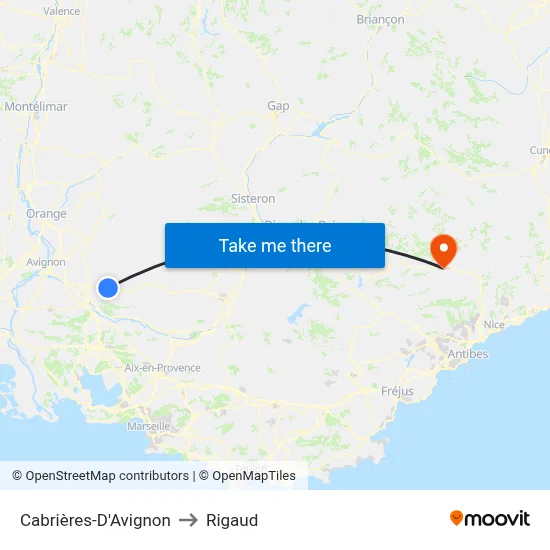 Cabrières-D'Avignon to Rigaud map