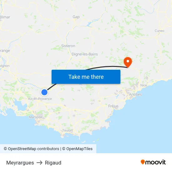 Meyrargues to Rigaud map