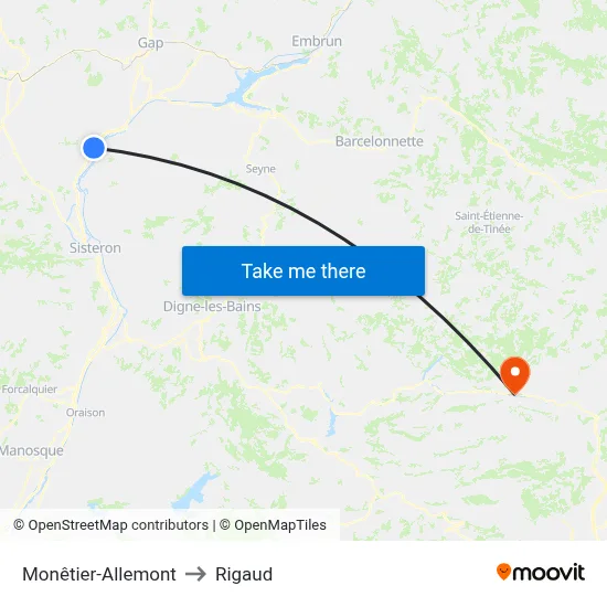 Monêtier-Allemont to Rigaud map
