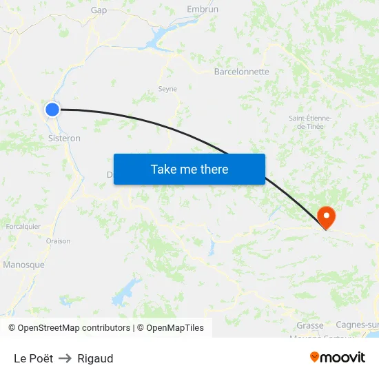 Le Poët to Rigaud map