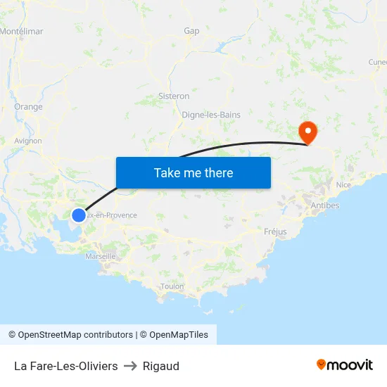 La Fare-Les-Oliviers to Rigaud map