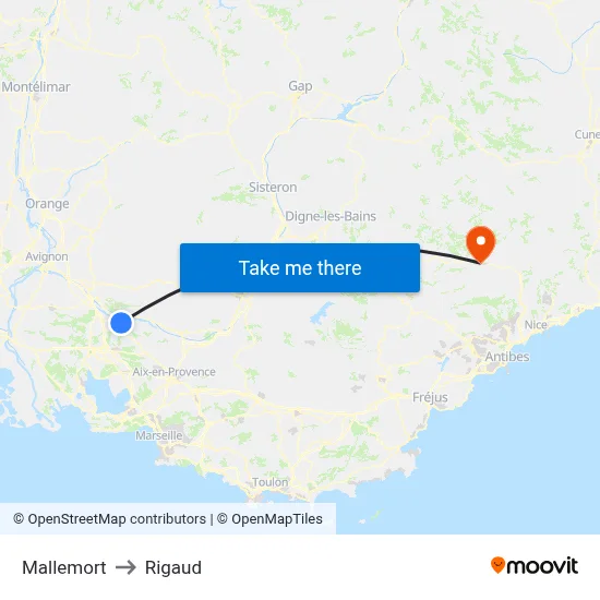 Mallemort to Rigaud map