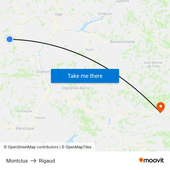 Montclus to Rigaud map