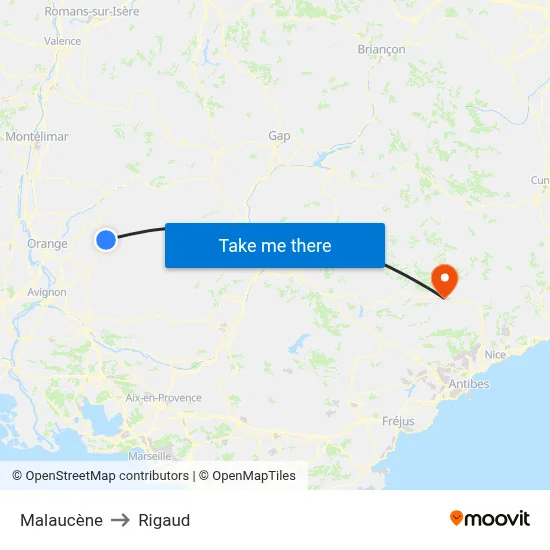 Malaucène to Rigaud map
