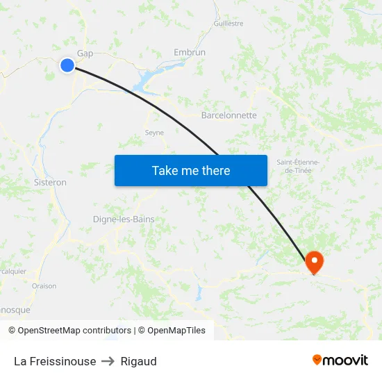 La Freissinouse to Rigaud map