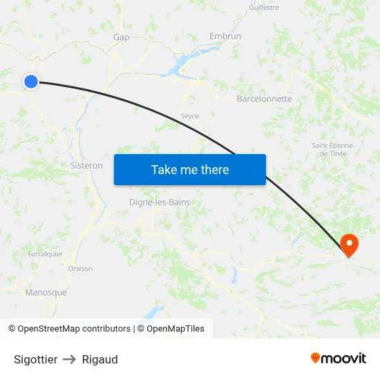 Sigottier to Rigaud map