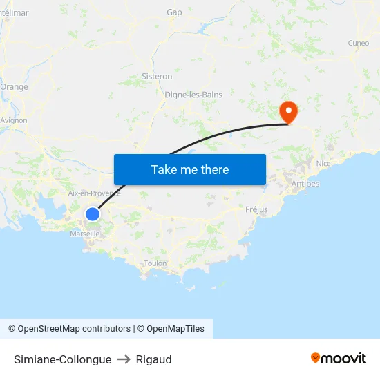 Simiane-Collongue to Rigaud map