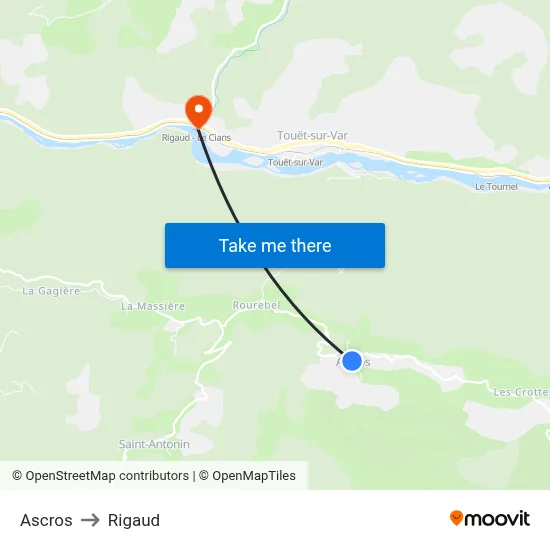 Ascros to Rigaud map