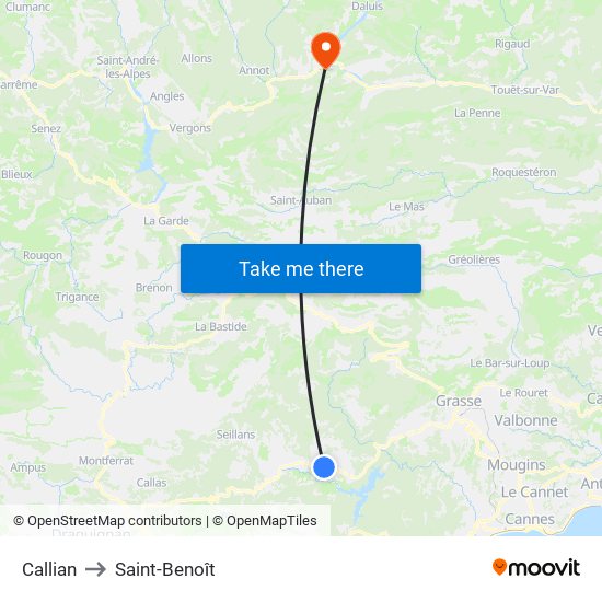 Callian to Saint-Benoît map