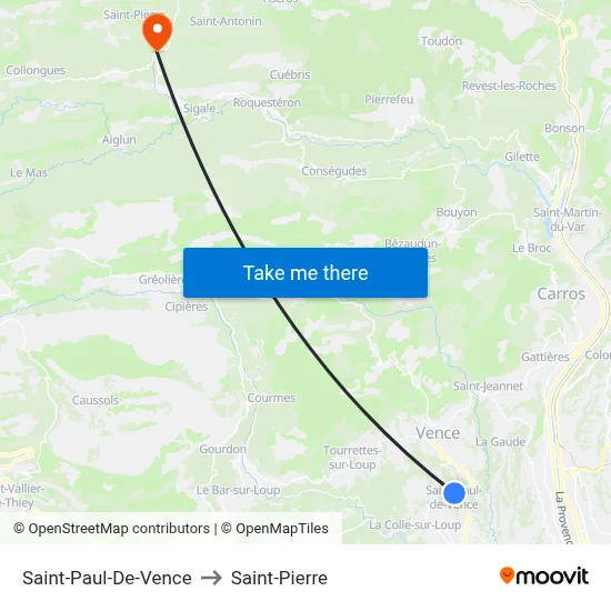 Saint-Paul-De-Vence to Saint-Pierre map