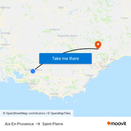 Aix-En-Provence to Saint-Pierre map