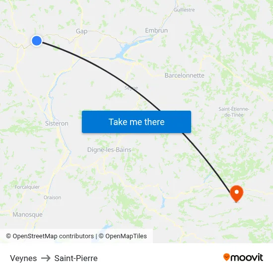Veynes to Saint-Pierre map