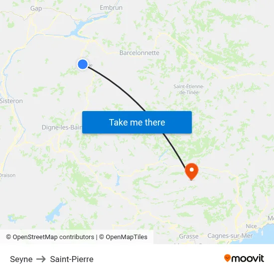 Seyne to Saint-Pierre map