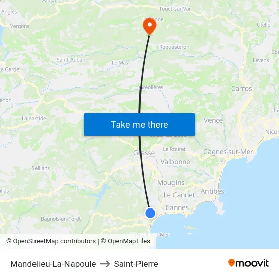 Mandelieu-La-Napoule to Saint-Pierre map