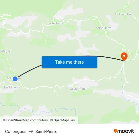 Collongues to Saint-Pierre map