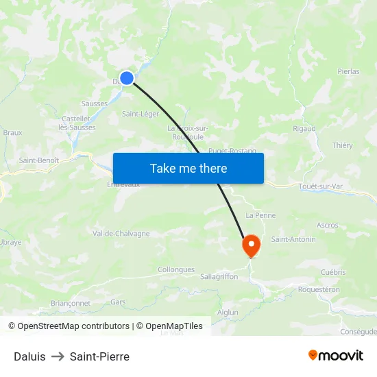 Daluis to Saint-Pierre map