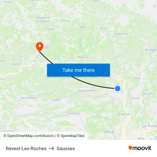 Revest-Les-Roches to Sausses map