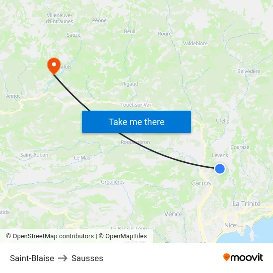 Saint-Blaise to Sausses map