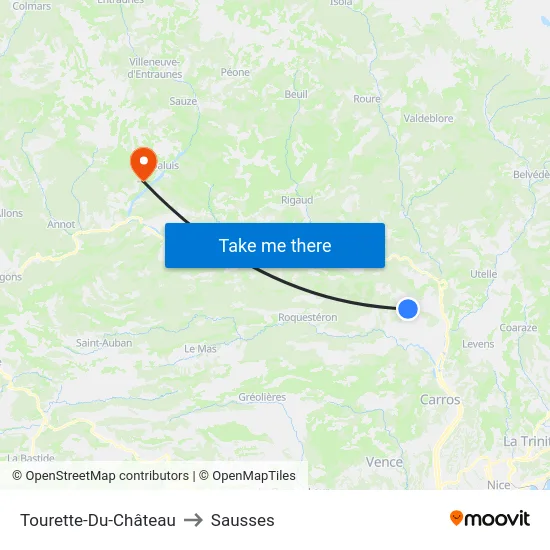 Tourette-Du-Château to Sausses map
