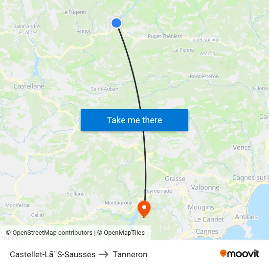 Castellet-Lã¨S-Sausses to Tanneron map