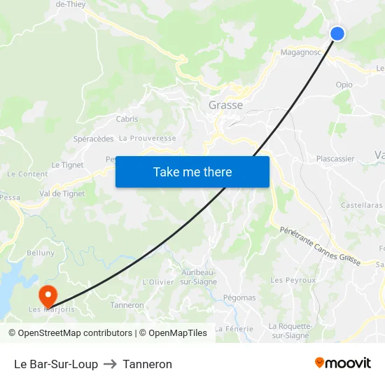 Le Bar-Sur-Loup to Tanneron map