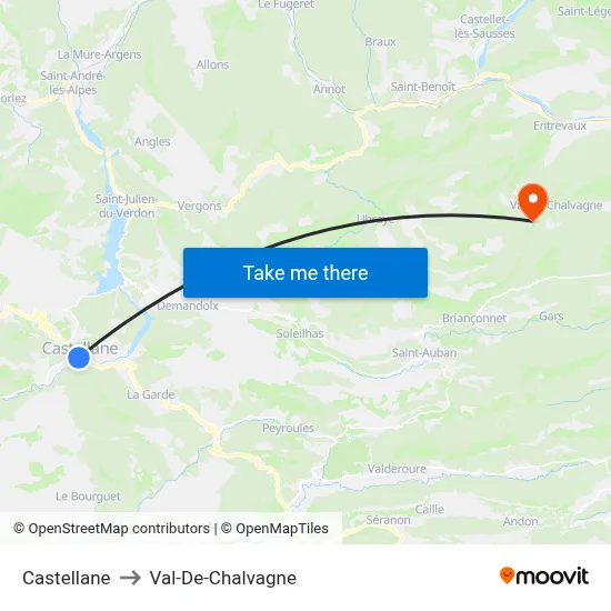 Castellane to Val-De-Chalvagne map