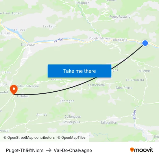 Puget-Thã©Niers to Val-De-Chalvagne map