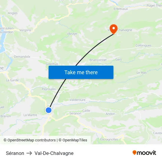 Séranon to Val-De-Chalvagne map