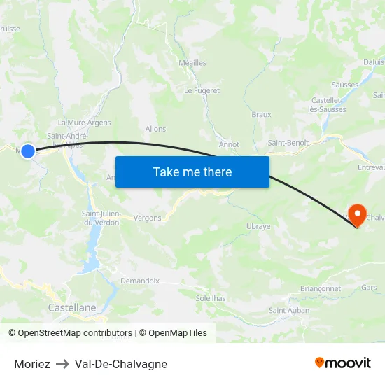 Moriez to Val-De-Chalvagne map
