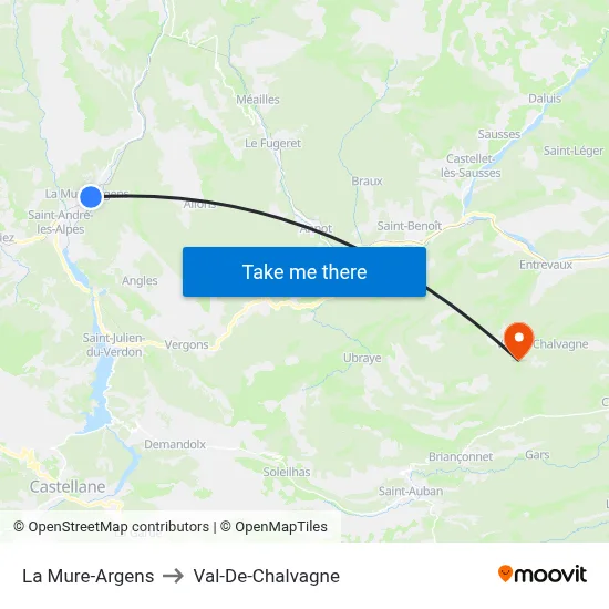 La Mure-Argens to Val-De-Chalvagne map