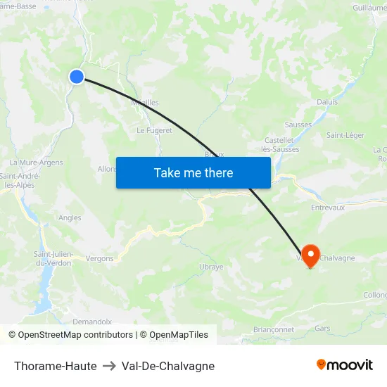 Thorame-Haute to Val-De-Chalvagne map