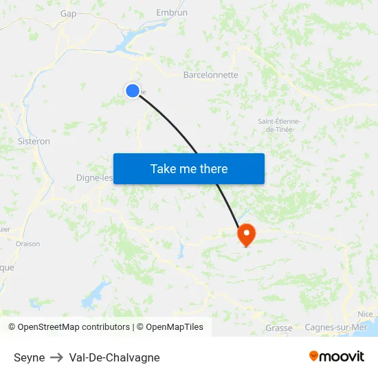 Seyne to Val-De-Chalvagne map