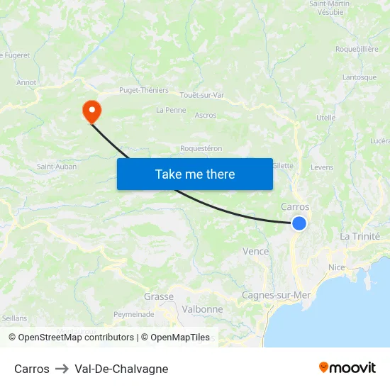 Carros to Val-De-Chalvagne map