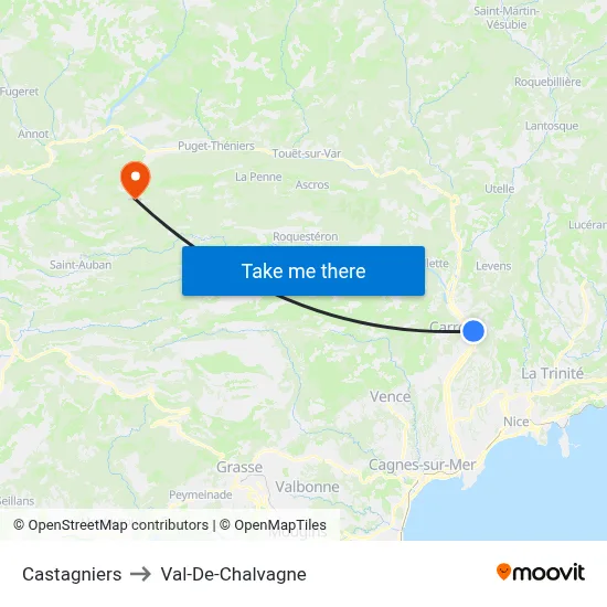 Castagniers to Val-De-Chalvagne map