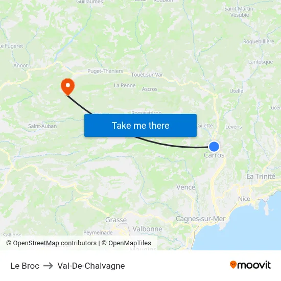 Le Broc to Val-De-Chalvagne map
